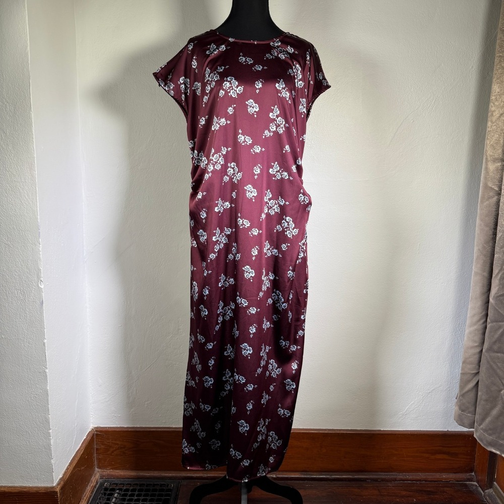 a new day Burgundy Floral Maxi Dress